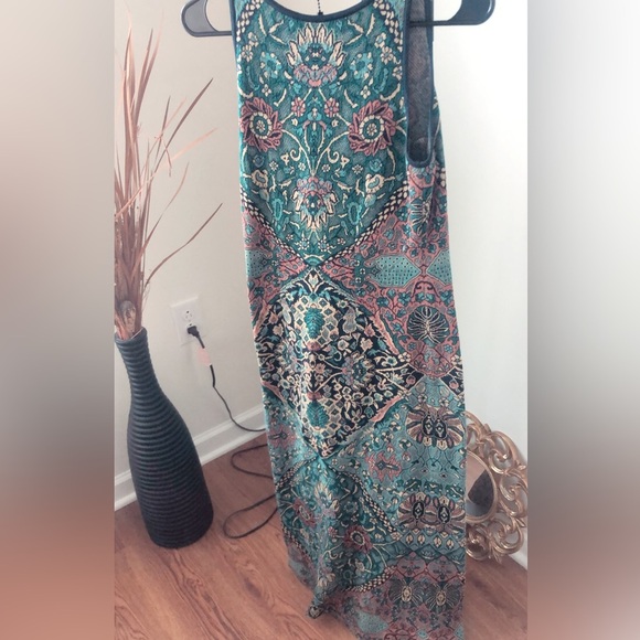 Peruvian Connection Penelope Knit Tank Pima Cotton Sheath Dress Floral Jacquard - Picture 4 of 7